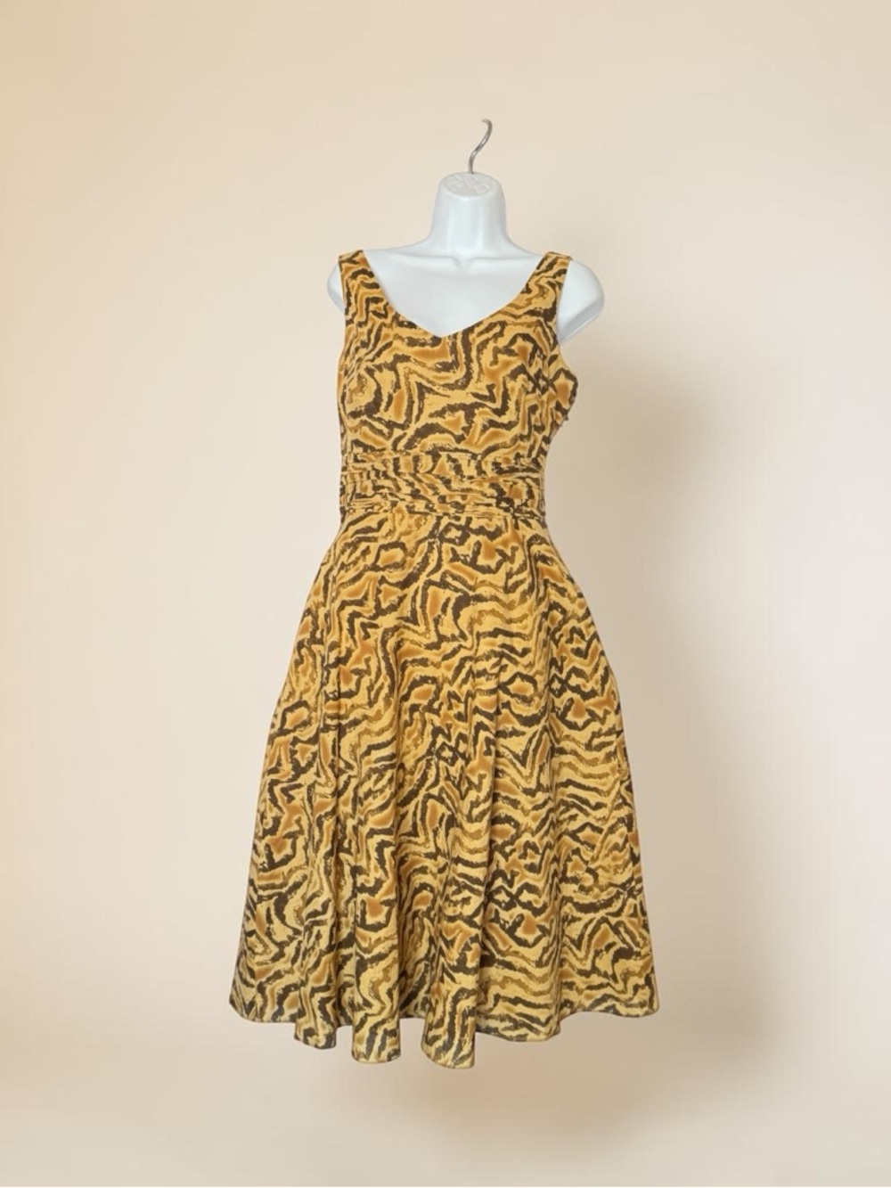 Coldwater Creek Gold and Black Animal-Print Midi Dress